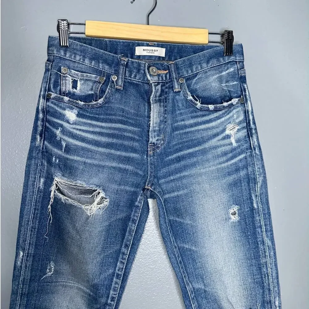 Moussy Vintage MV Isko Comfort Ridgewood Skinny Jeans in Light Blue Size 25